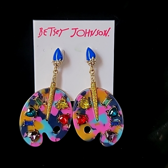 New! BETSEY JOHNSON Back To School Color Me Happy Artist Pallette Earrings. - Picture 7 of 11